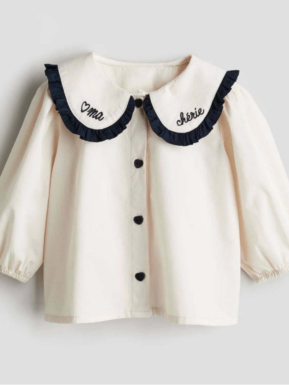 H&M Baby Girl Toddler Sailor Peter Pan Collar Heart Blouse Shirt Top NWT Sz 2T